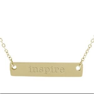 Jook Nona "Inspire"Gold Bar Necklace Dainty Inspirational 18K Gold-Plated 17.5"L